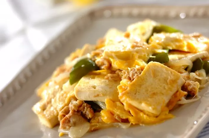 豆腐とツナの卵とじ