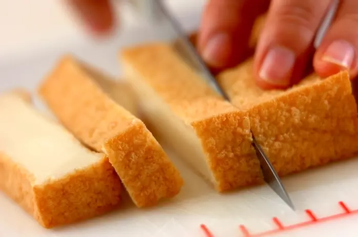 厚揚げの酢みそ添えの下準備1