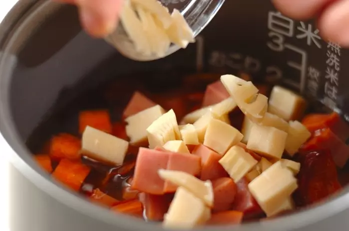 焼き豚入りおこわの作り方1