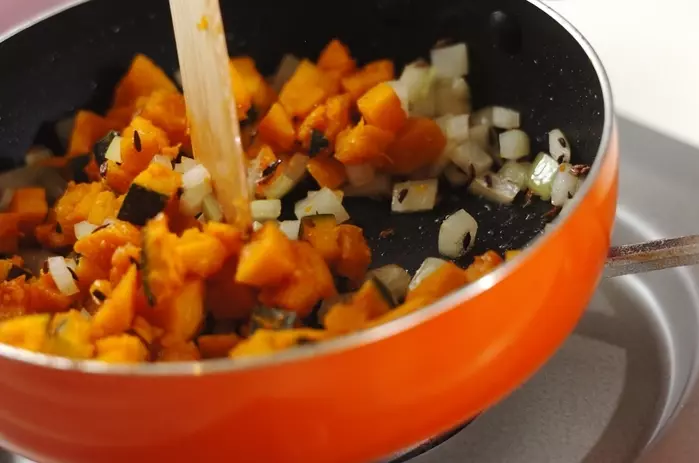 カボチャのサブジの作り方2