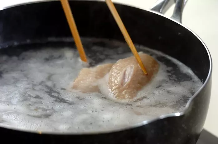 青菜入りサムゲタン風かゆの作り方1