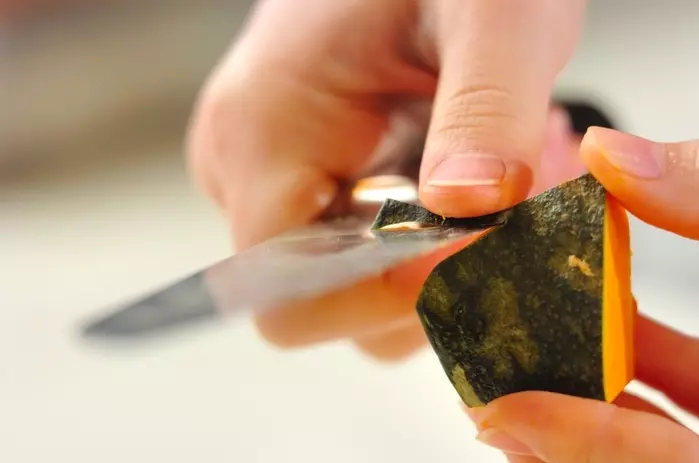 カボチャのそぼろあんかけの下準備1