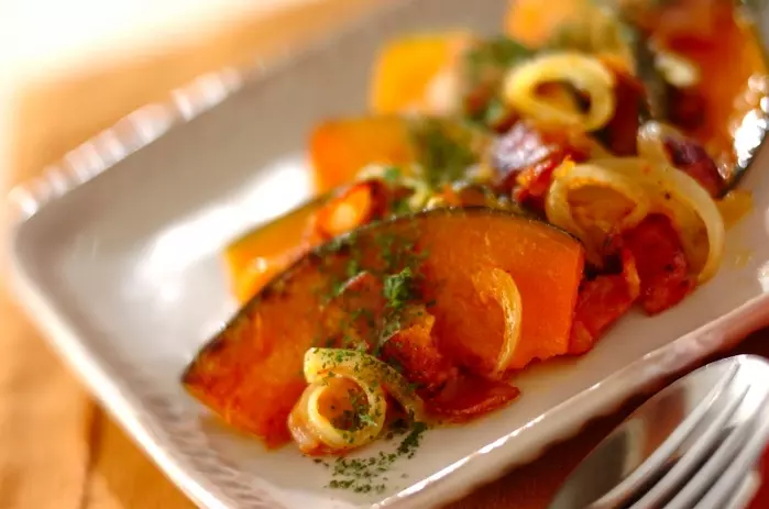 カボチャとベーコンのソテー