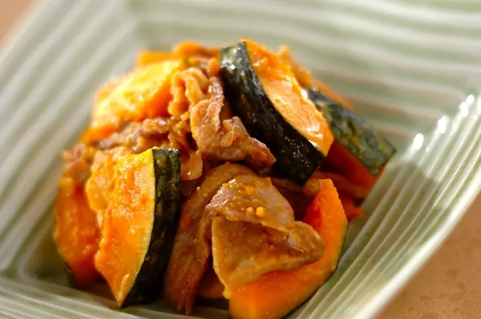 カボチャと豚肉のみそ炒め