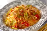 【今日の献立】2026年4月18日(土)「豚肉とキャベツのトマトスパゲティー」
