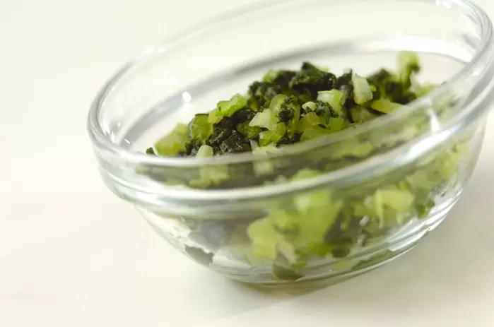 野沢菜の雑穀おにぎりの下準備1