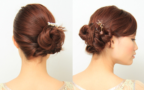 二次会・パーティにも◎　リュクスなシニヨンアレンジ