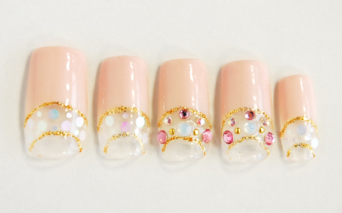 ビジュー風逆フレンチネイル