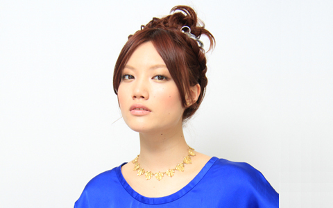 編み込みアップパーティヘアスタイル