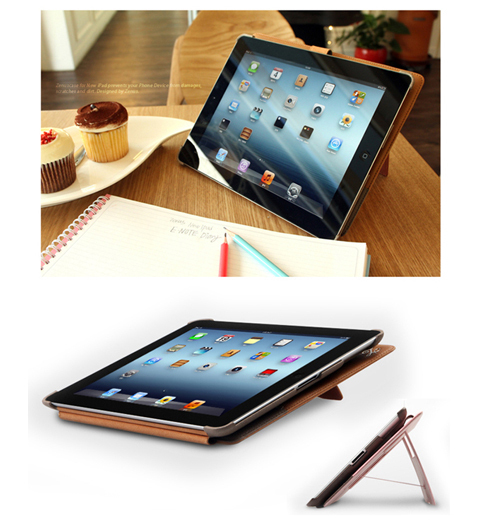 キュートなノート型デザインのレザーケース、新しいiPadにも対応