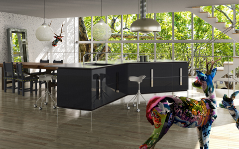 黒で装うドレッシーなキッチン