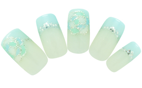 涼しげネイル　サマーローズ