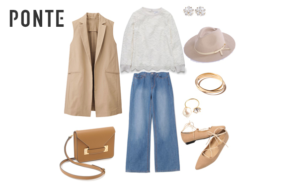 流行りのレースアイテムを、抵抗なく着こなすコーディネート術