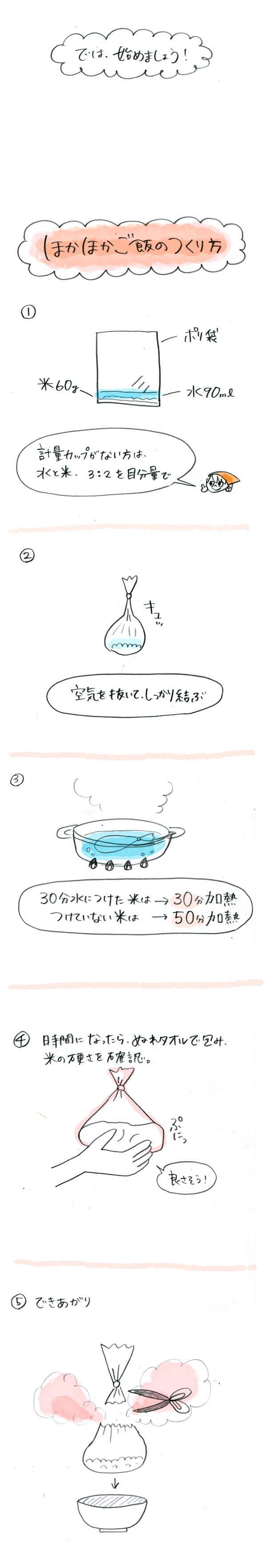 洗い物ナシ！　鍋と水とポリ袋だけで、ほかほかごはんが炊ける【災害時に役立つ魔法の調理法「パッククッキング」 Vol.1】