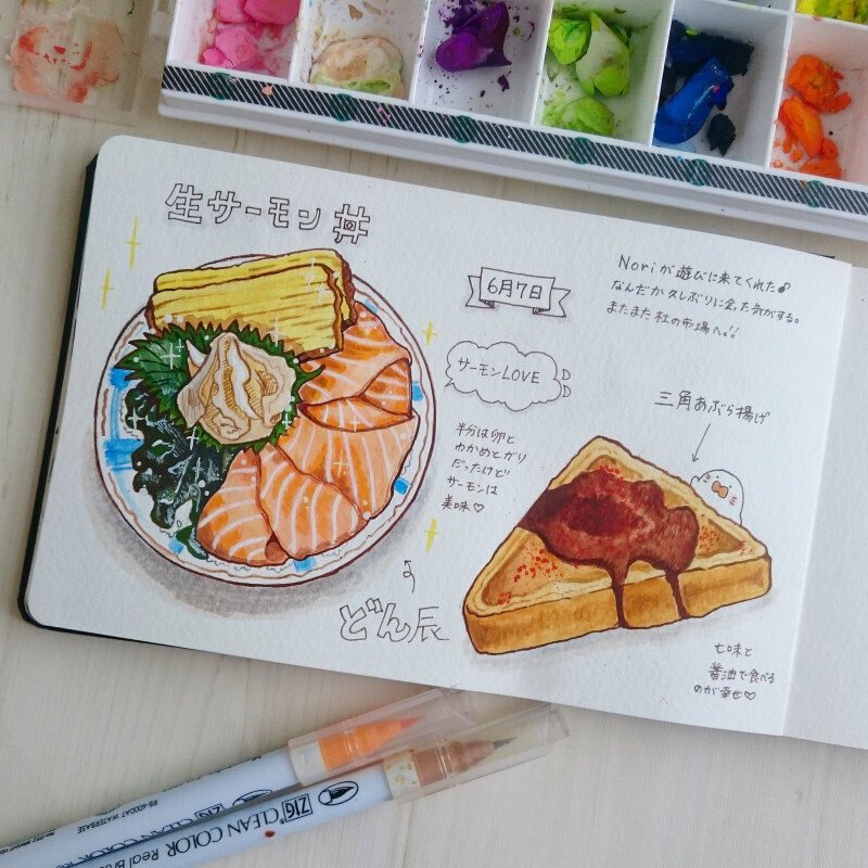 はらこ飯や鮪タワー丼…　東北グルメ満載の「食レポ」絵日記【ぽんたの献立ノート～Ameba公式トップブロガー連載～ Vol.4】