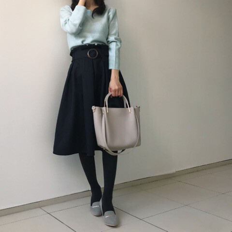 しまむらのスカート＆ニットで春の高見えコーデ【しまりんごの毎日しまむらコーデ～アメブロトップブロガー～ Vol.18】