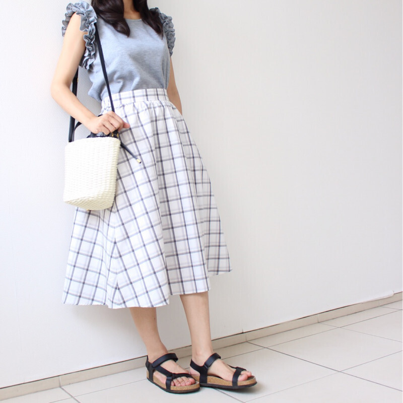 【しまむら＆GUコーデ】花柄＆チェック柄スカートで夏を先取り！【しまりんごの毎日しまむらコーデ～アメブロトップブロガー～ Vol.25】