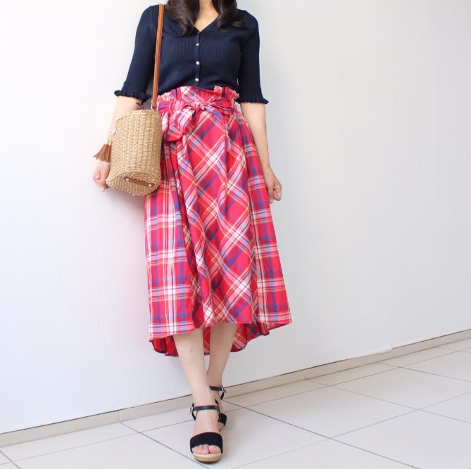 【しまむら＆GUコーデ】花柄＆チェック柄スカートで夏を先取り！【しまりんごの毎日しまむらコーデ～アメブロトップブロガー～ Vol.25】