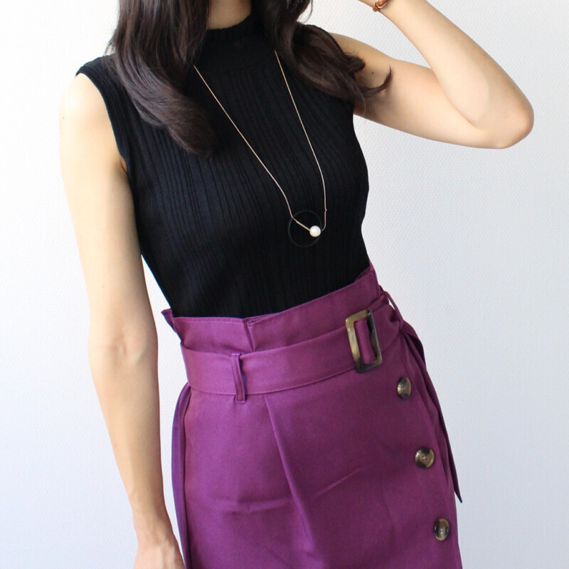 プチプラ感ゼロ！ 縦長シルエットがエレガントなスカートコーデ　【しまりんごの毎日しまむらコーデ～アメブロトップブロガー～ Vol.28】