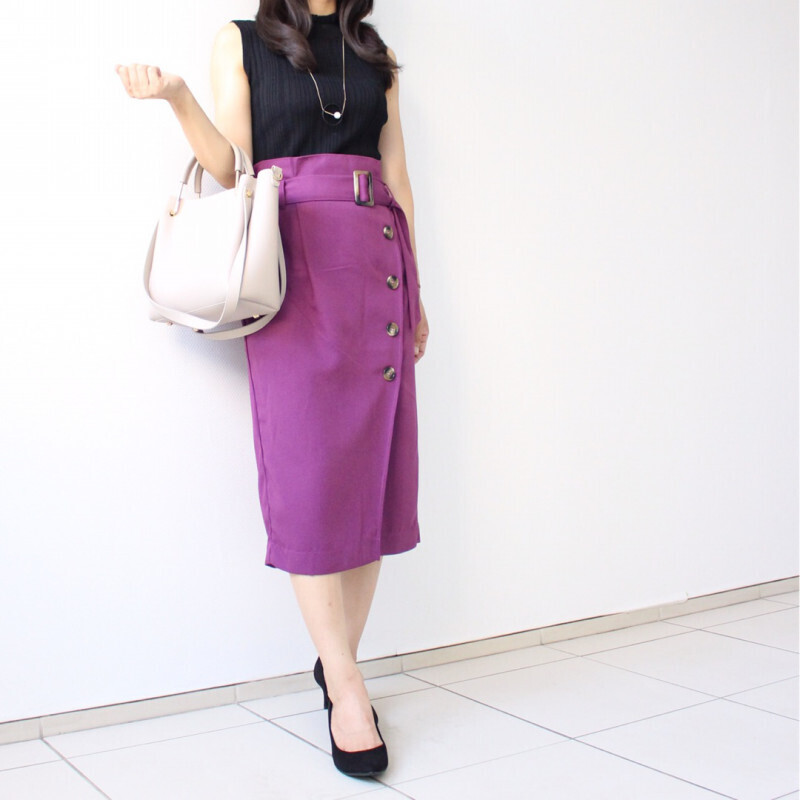 プチプラ感ゼロ！ 縦長シルエットがエレガントなスカートコーデ　【しまりんごの毎日しまむらコーデ～アメブロトップブロガー～ Vol.28】
