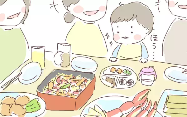 食事中、1歳の息子が手を伸ばした先には…年末年始の帰省中に起きたヒヤッとエピソード【ゆるっとはなまる育児 第5話】