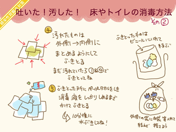 【保存版】子どもが吐いた…！　家庭内感染を防ぐための汚れた服や床の消毒方法【ママ女医HALの子育て日和 第6話】