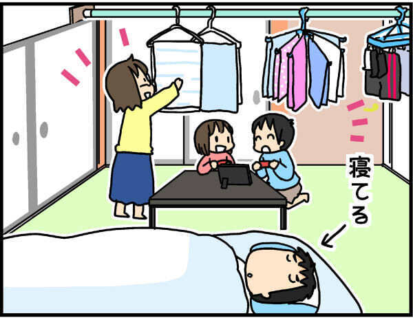 子どもの夜泣きに全然起きない旦那にイライラ！　でも今となっては…？【4人の子ども育ててます 第36話】