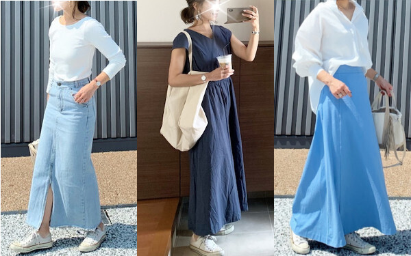 【プチプラ】梅雨のジメジメ気分を払拭！ 爽やかブルーでつくるママコーデ　【AYAのプチプラ格上げコーデ Vol.4】