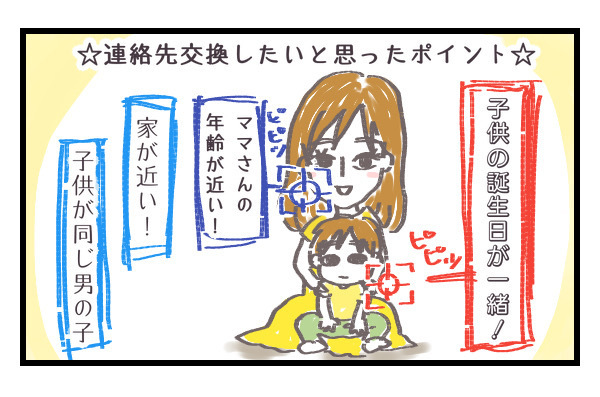 ママ友が欲しい！　緊張で心臓がバクバクした、初めての連絡先交換【シャトー家の観察絵日記 Vol.4】