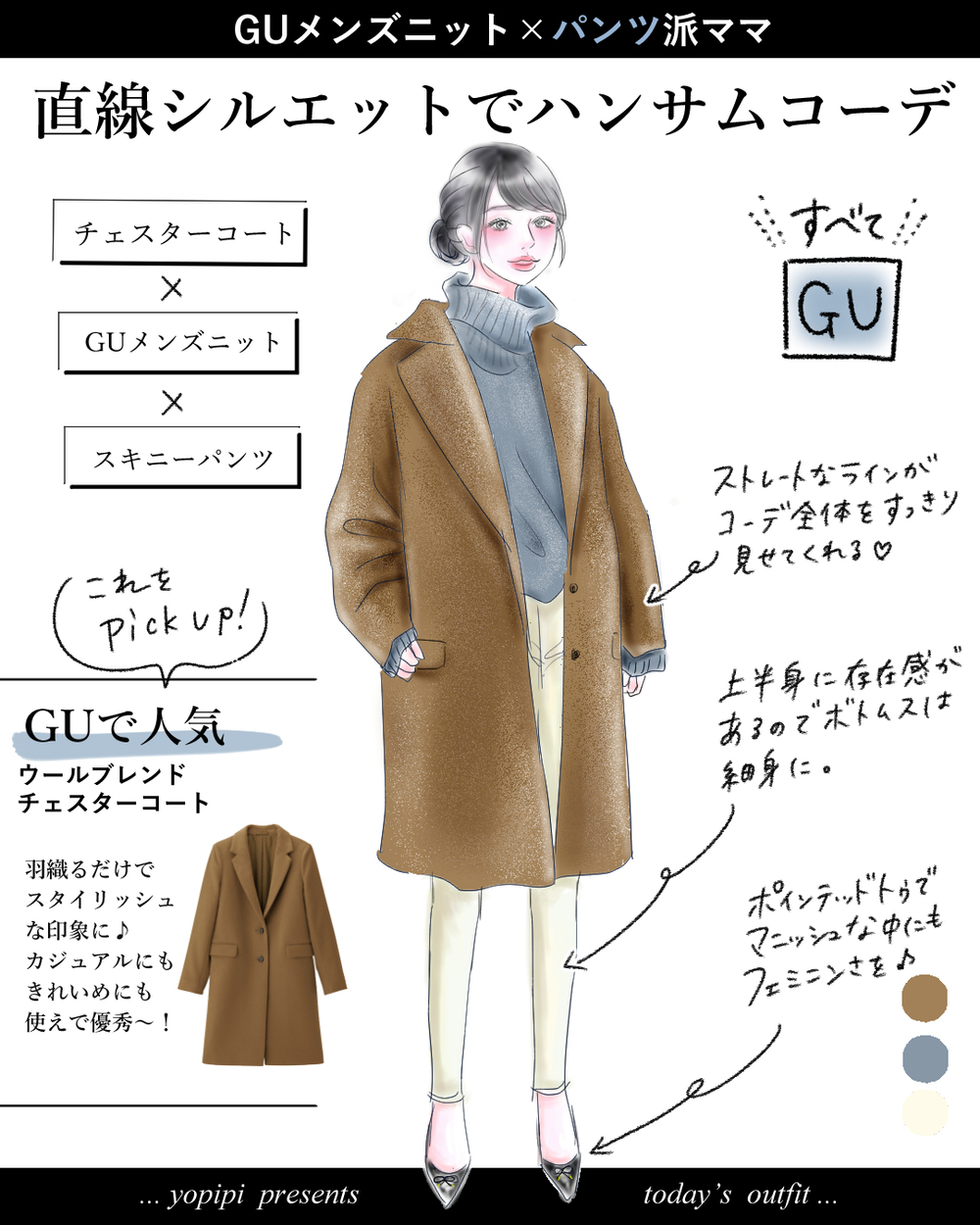 全身GU！爆売れ【メンズニット】がスタイリッシュなママコーデを叶えます♡【yopipiのプチプラコーデ〜ときどき育児日記〜 Vol.4】