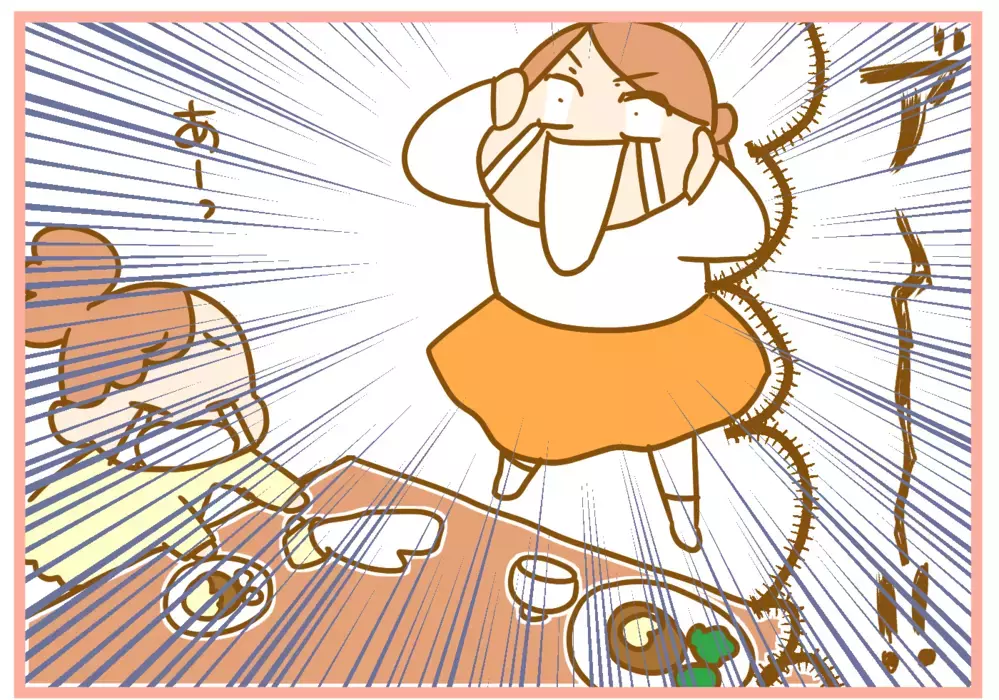 母はただ座ってご飯が食べたいだけ…3姉妹家族の食事どき、その実態は？【ふたごむすめっこ×すえむすめっこ 第58話】