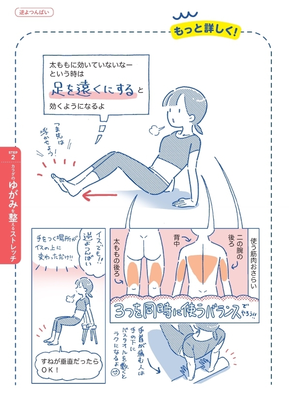 巻き肩をさんにぜひやってもらいたい！　「ひじねじり」と「逆よつんばい」【筋トレざせつ女子が行き着いた　1分やせストレッチ Vol.7】