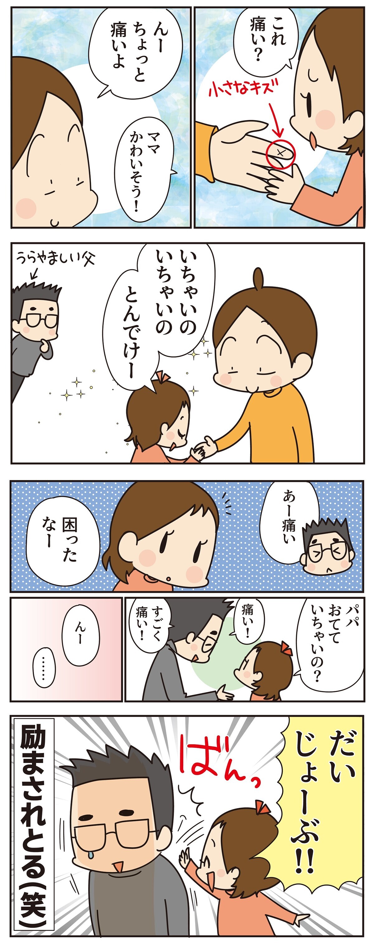 「痛いの痛いのとんでけ」をしてほしかったお父さん、なのに……【ほわわん娘絵日記 第63話】