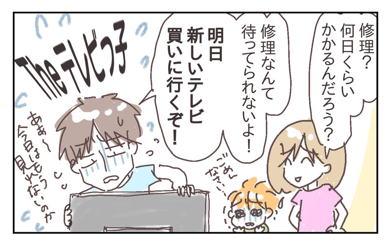 息子がテレビを倒して画面が割れてしまった！ その場合、家財保険が使える⁉︎【シャトー家の観察絵日記 Vol.25】