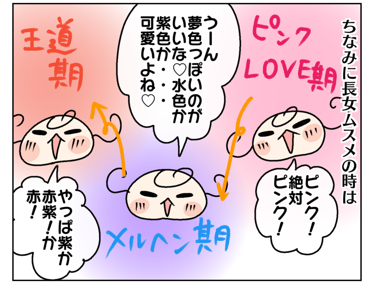 何色にしようか目移り中 周りのラン活に憧れる次女 ムスメちゃんとオコメちゃん 第167話 ウーマンエキサイト 1 2