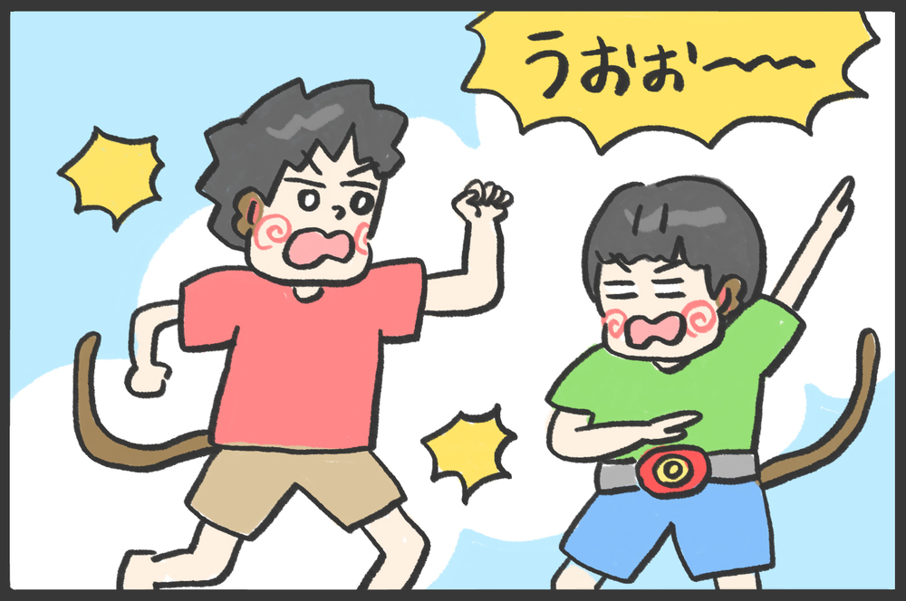 ごっこ遊びでまさかの事故が…！／大人をケガさせてしまった息子（前編）【メンズかーちゃん～うちのやんちゃで愛おしいおさるさんの物語～ 第110回】