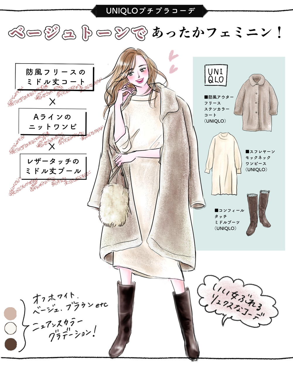 【UNIQLO防風フリース】風を通さずぽっかぽか！ 帰省にもピッタリ♪ふわもこ可愛いお出かけコーデ【yopipiのプチプラコーデ〜ときどき育児日記〜 Vol.38】