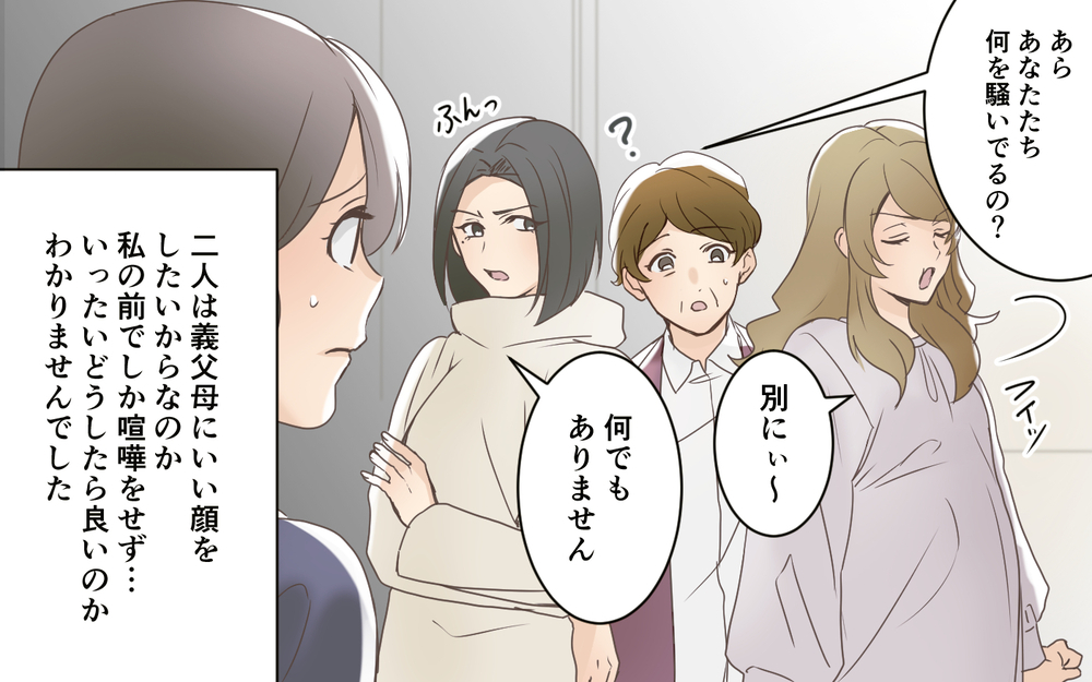 目的は義実家の乗っ取り!?　義姉妹からかけられた疑惑／義実家は誰のもの!?（3）【義父母がシンドイんです！ まんが】