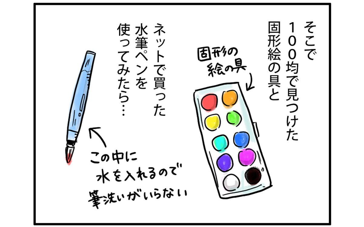 固形絵具と水筆ペンを使うと