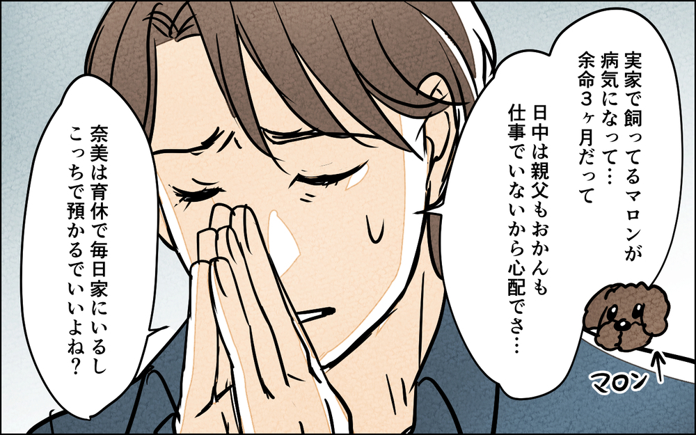 赤ちゃんがいる我が家で義実家の老犬を預かる!?夫婦の新たな火種が…【夫に湿布を貼りたくない Vol.9】まんが