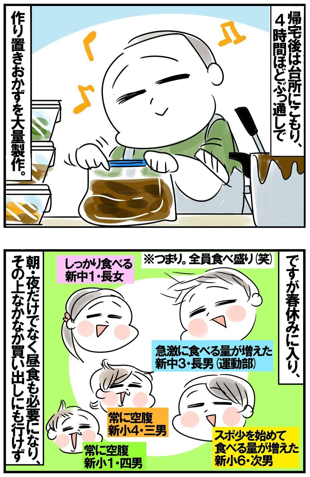 春休みで食材＆作り置きを倍速で消費…やりくりが招いた思わぬ結果とは？【めまぐるしいけど愛おしい、空回り母ちゃんの日々 第376話】