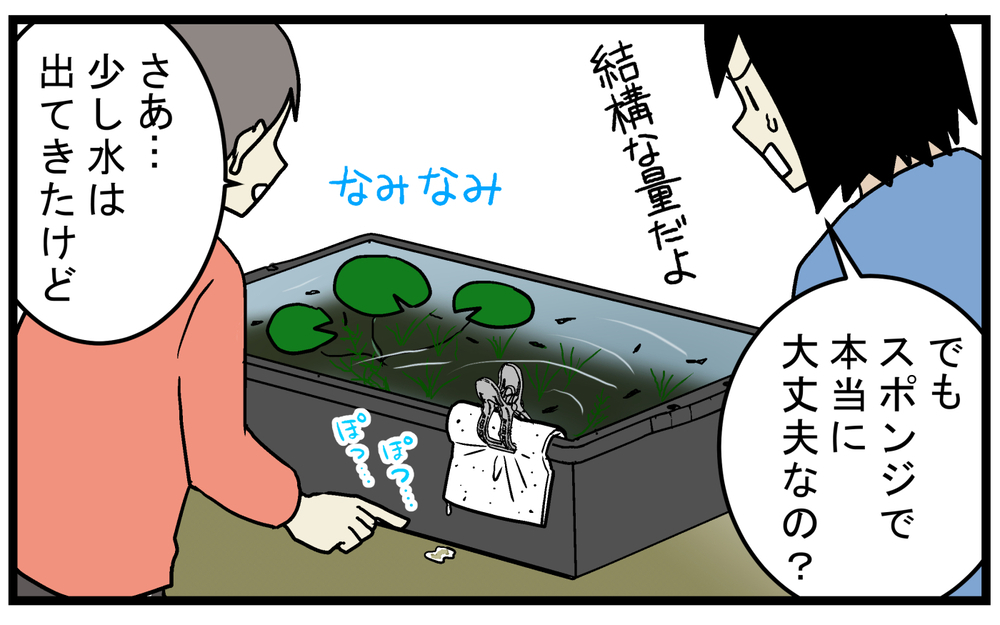 外でメダカや金魚を飼っている人、必見！ 「ビオトープ」の水を身近なもので簡単に減らす方法【こどもと見つけた小さな発見日誌 Vol.72】