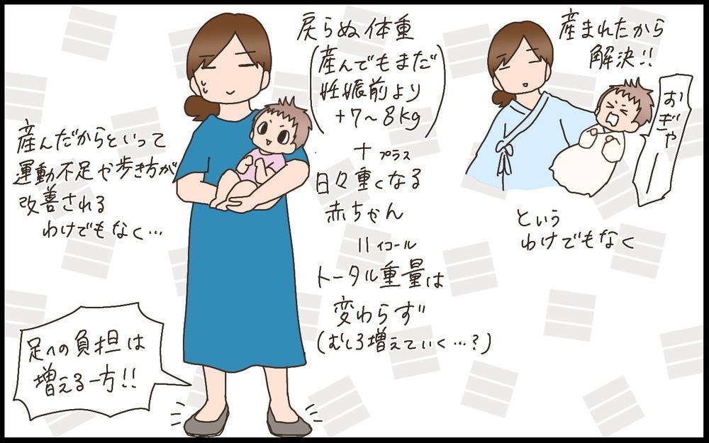 これも産後トラブルの一種…!? 突然起こった、足の痛みの原因とは？【猫の手貸して～育児絵日記～ Vol.66】
