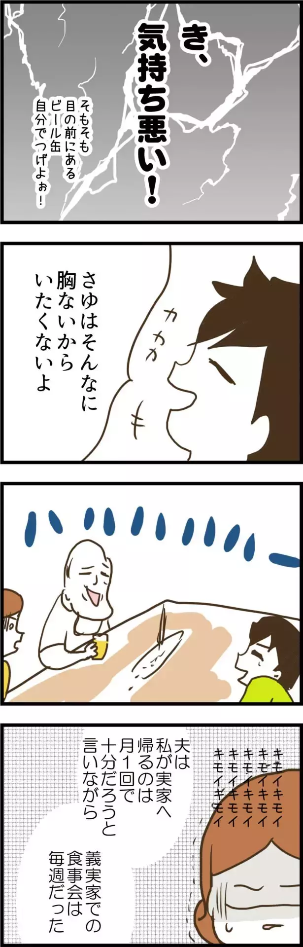 毎週義実家で地獄の食事会…デリカシーゼロの義父に寒気【コレって離婚した方がいいですか？ Vol.6】