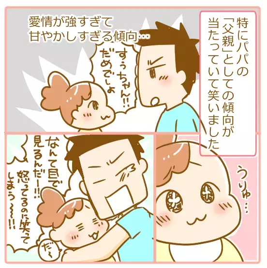 パパの甘やかしもお見通し!?「おやこ診断」の笑える結果【ふたごむすめっこ×すえむすめっこ 第1話】