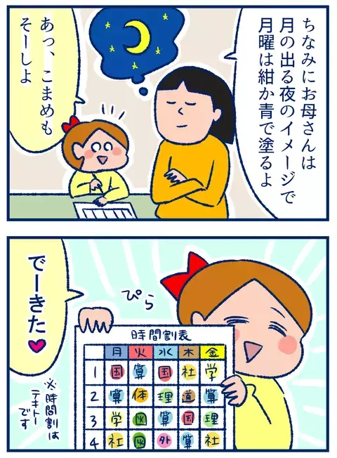親子でイメージも違う？「曜日カラー」を娘と考えたら面白かった話【双子を授かっちゃいましたヨ☆ 第220話】