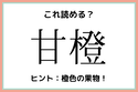 「甘橙」＝「かんだいだい」…？読めたらスゴイ！《難読漢字》4選