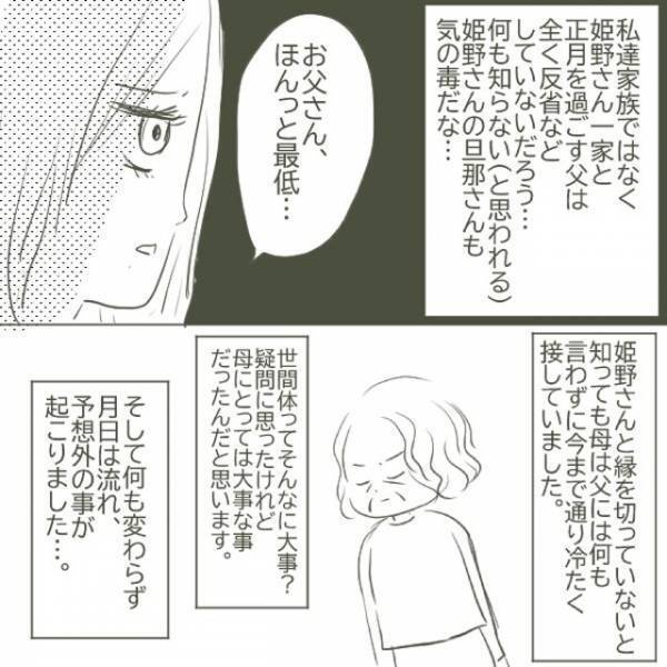 「ほんっと最低…」家庭内はギスギスした雰囲気。そんな中、父が正月に向かったのはなんと”不倫相手の家”で…！？＜父がW不倫して家庭崩壊した話＃15＞