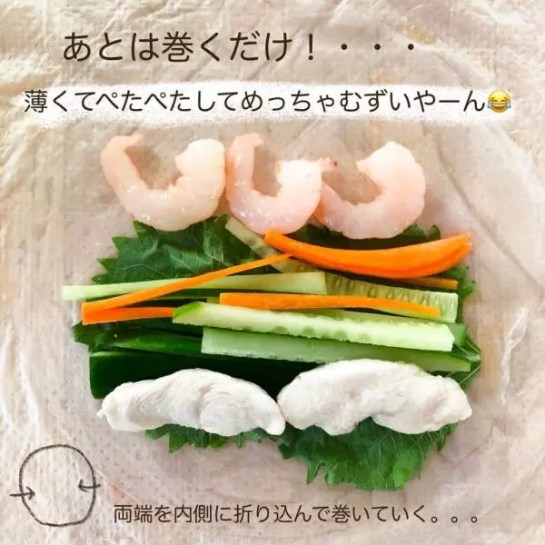ライスペーパーに並べた具材