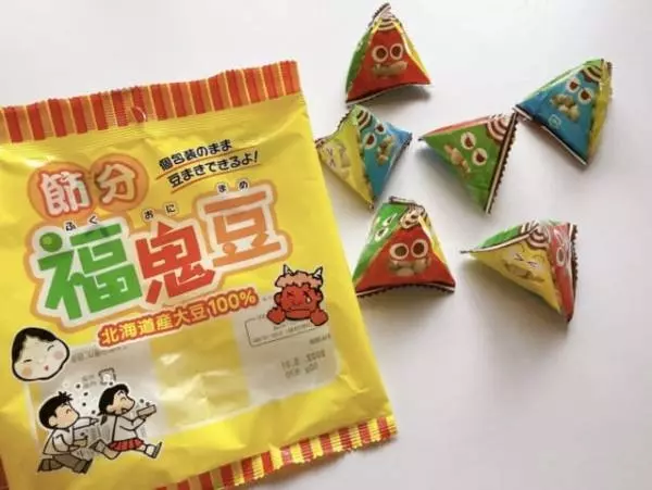 ダイソーの福鬼豆は個包装で豆まき後の掃除も楽です。